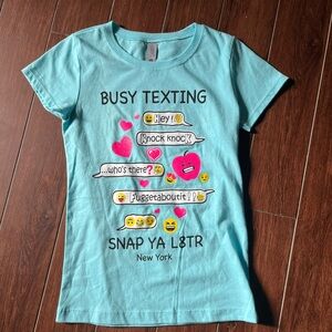 Next Level Apparel Kids Emoji Graphic T-Shirt - Light Blue